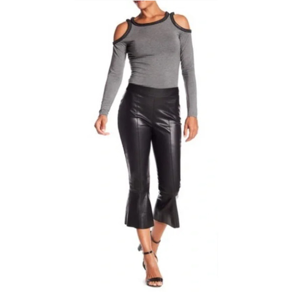 Bailey 44 Vegan leather pants, crop flare, black, size Medium 8-10 MSRP $299 - Picture 1 of 6